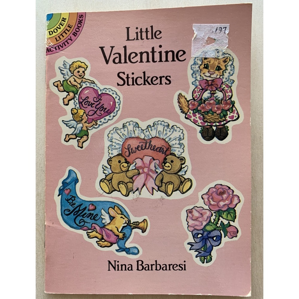 Vtg 1989 Little Valentine Sticker Book Nina Barbaresi Baby Animals Cupid Unused
